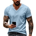 thumbnail image 3 of LWavelet V Neck Mens T-Shirts Short Sleeve Summer Comfort Shirts for Men Classic Casual Summer Basic Tee Shirt, 3 of 7