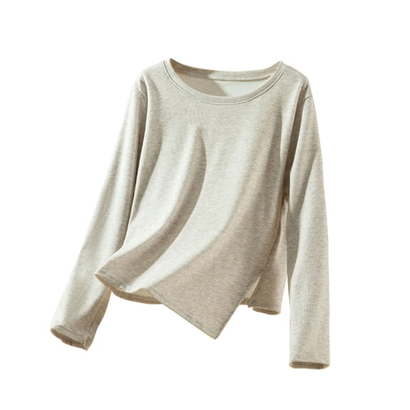 QTBIUQ Womens Tops Lightweight Pullover Long Sleeve Loose Sweatshirt Casual Warm Spring Top Khaki