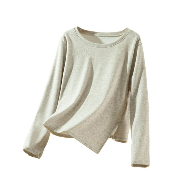 HAiming Womens Base Layer Tops Long Sleeve Crew Neck Warm Fall Winter Trendy Clothes Solid Solor Thick Blouse