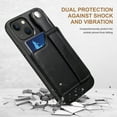 thumbnail image 2 of Feishell for iPhone 15 Wallet Case with Card Credit Slot, Hand Wrist Strap Loop Holder Kickstand, Ring Holder PU Leather Camera Protection Shockproof Solid Color Cover, Black, 2 of 9