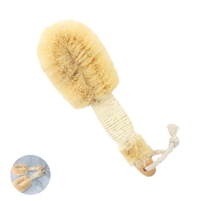 Sisal Brush Graspable Hang Shower Wear-resistant Dry Brushing Clean Rubbing Tool Bathing Massage Exfoliating Multi-Purpose Wood Color