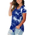 thumbnail image 5 of Womens Tie Dye T Shirts Plus Size Gradient Color Floral Print V-Neck Short Sleeve Tops Summer Loose Tees Blouse, 5 of 5