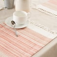 thumbnail image 5 of Contemporary Home Living Woven Stripes Cotton Placemats - 19" - White and Orange - Set of 6, 5 of 8