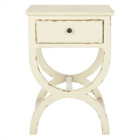 Safavieh Maxine Poplar Wood Night Table in Distressed Vanilla