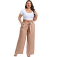 thumbnail image 4 of Cueply Womens Wide Leg Pants Plus Size Elastic Tie Knot Lounge Pants Loose Trousers with Pockets, 4 of 5