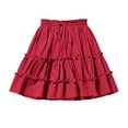 thumbnail image 3 of CBASIHI Girls Ruffle Tiered Cotton Skirt​s- Summer Casual Flowy Elastic Drawstring Waist A-Line Kids Pleatd Mini Skirts Red Size 7-8 Years, 3 of 5