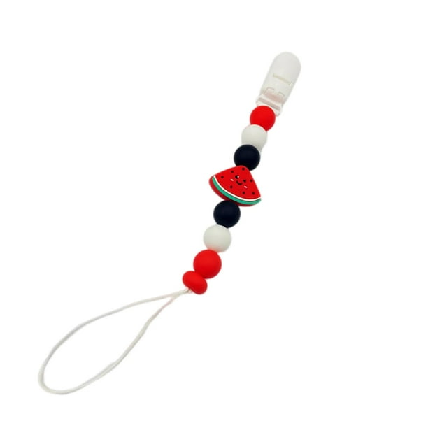 Clip de cadena de chupete para bebé, juguete de dentición, cadena de dentición de dibujos animados, accesorios de guardería, Clip de chupete, Clip de Sandía