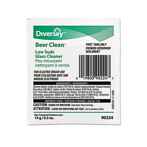 Beer Clean Glass Cleaner Powder, .5oz Packet, 100/Carton