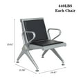 thumbnail image 5 of Kinbor Office Waiting Room Chairs, Reception Guest Bench w/ Black PU Leather & Silver Steel Frame, 5 of 8