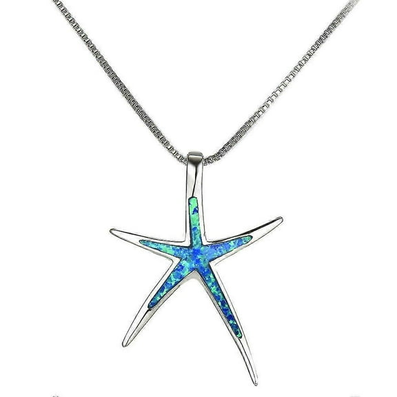 Blue Fire Opal Animal Starfish Collares Necklaces Fashion Filled Pendant Necklaces Jewelry