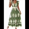 thumbnail image 1 of Vestidos de Verano para Mujer 2025, Vestidos Casuales con Mangas con Volantes, Vestidos de Playa Bohemios, Verde L, 1 of 6
