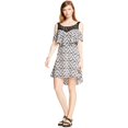 thumbnail image 1 of Material Girl Womens Cold-Shoulder Illusion High-Low Dress, Negro, M, 1 of 2
