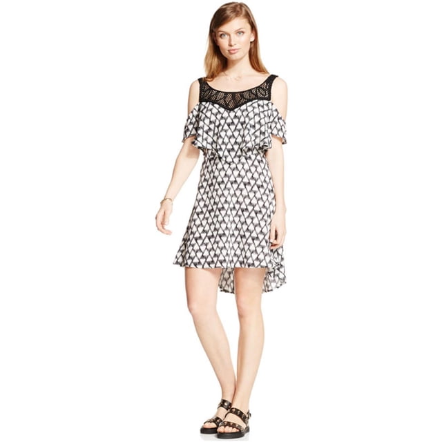 Material Girl Womens Cold-Shoulder Illusion High-Low Dress, Negro, M