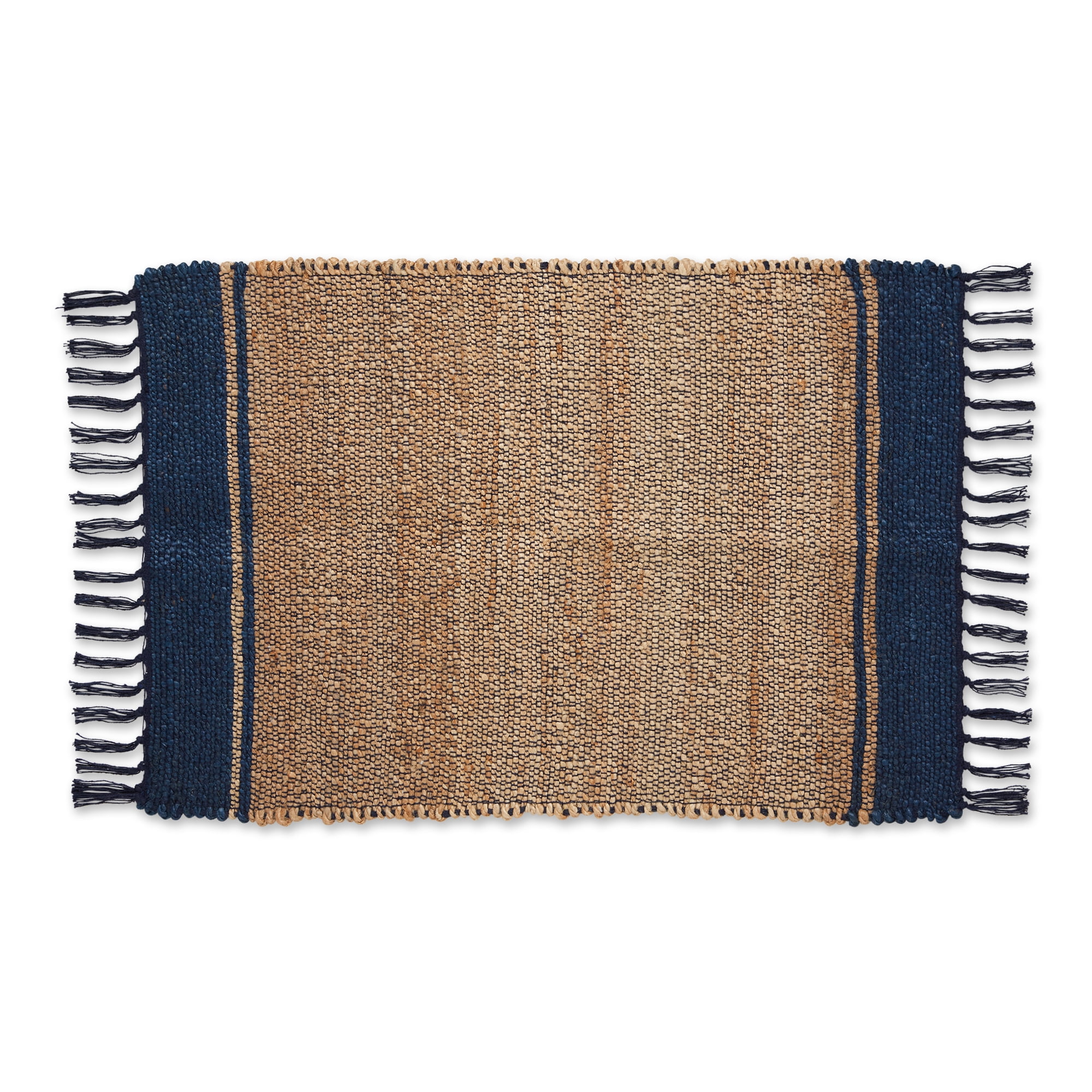 DII French Blue With Natural Jute Stripes Hand-Loomed Rug