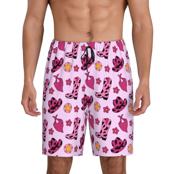 Fotbe Retro Cowgirl Pantalones Cortos de Pijama para Hombre, Ropa de Dormir, Pantalones de Pijama Cortos para Hombre-X-Large