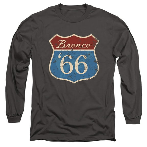 Ford Bronco Route 66 Bronco Long Sleeve Adult 18/1 T-Shirt Charcoal