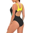 thumbnail image 3 of CIENVNSTG Womens Color Block Splicing One Piece Swimsuit Scoop Neck Racerback Sleeveless Athletic Training Bathing Suit For Lap Swimming And Water Sports Black XL, 3 of 4