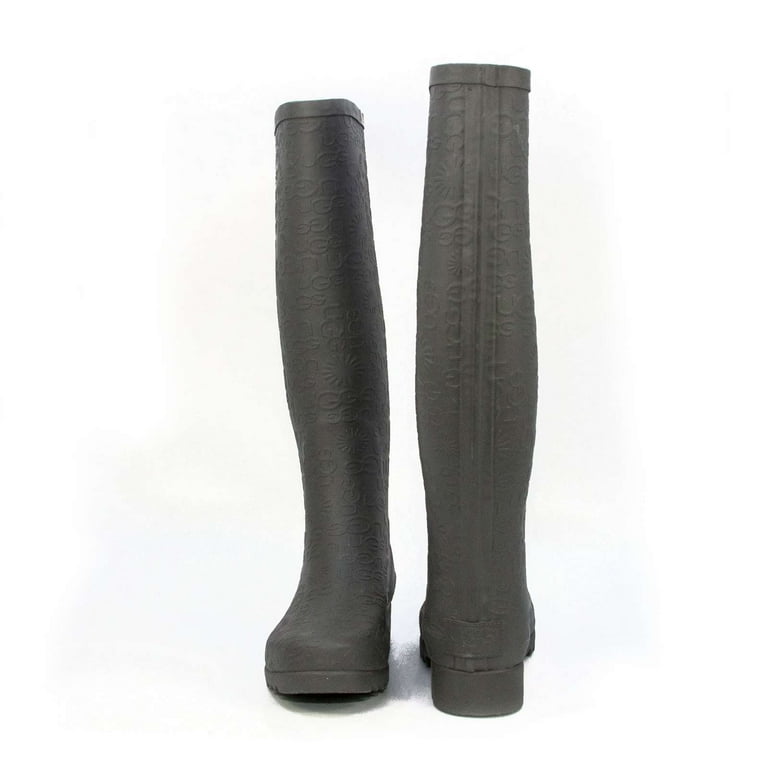 Ugg Women's Wilshire Logo Tall Rain Boots, Charcoal  Grey,5