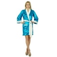 thumbnail image 2 of Bimba Women Short Satin Robe Velvet Belt Getting Ready Bridesmaid Robe Coverup, 2 of 5
