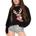 thumbnail image 1 of PMVFHDE Liquidation Chandails en Molleton pour Filles Tendance Automne et Hiver Manches Longues Imprimé de Noël Col Rond pour Garçons et Filles Plus Chaud Manteau Chandail en Molleton Mignon, Noir, 4-5 Ans, 1 of 4