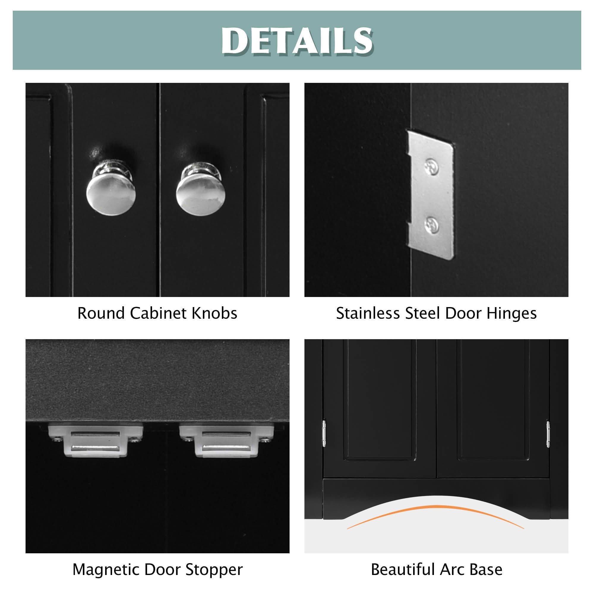 MAYEERTY Black Triangle Bathroom Cabinet Adjustable Shelves Freestanding Floor Cabinet