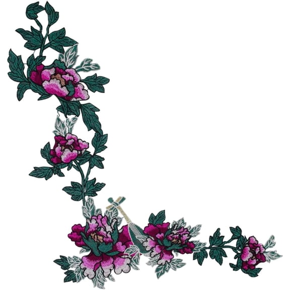 Romantic Purple Florals Embroidery Applique Artistic Floral Patchwork Sew on Applique for Skirt Quilt and Pillow 1piece