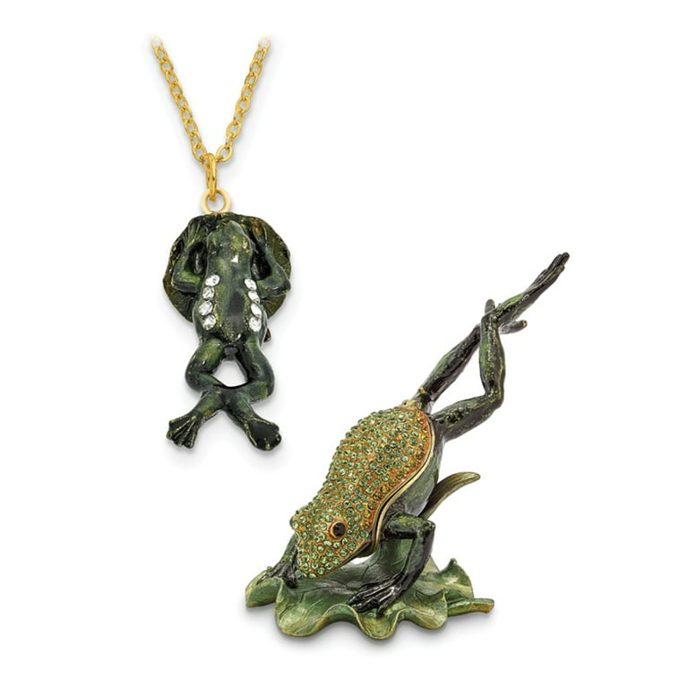 Jere Luxury Giftware Bejeweled CLEM HOPPER Diving Frog Pewter and