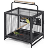 Yaheetech 26'' Wrought Iron Travel Bird Cage Carrier with Handle Perch & 2 Stainless Steel Bowls, Hammered Black