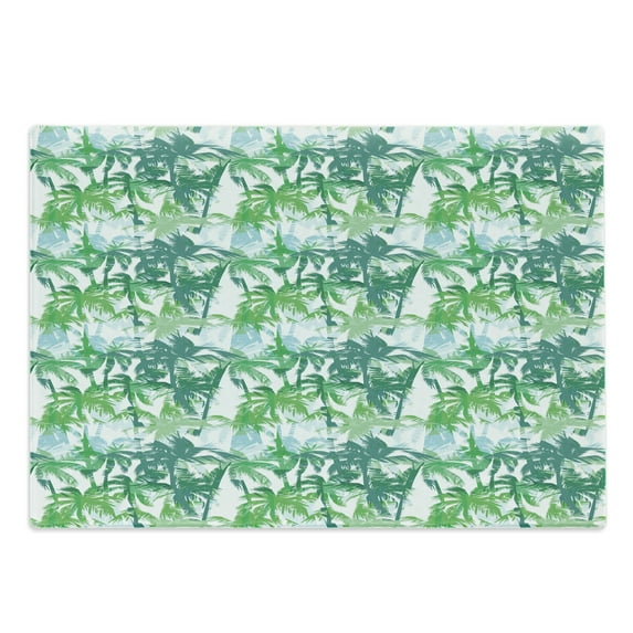 Palm Leaf Cutting Board, Exotic Fantasy Abstract Coconut Tree Silhouettes Green Jungle, Decorative Tempered Glass Cutting and Serving Board, Large Size, Forest Green Lime Green, by Ambesonne