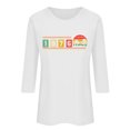 thumbnail image 2 of Uootdi Hauts pour Femmes Manches 3/4 Col Rond Imprimé Arc-en-Ciel Rétro 1976 Coupe Décontractée T-Shirts Nostalgiques d'Été Cadeau, 2 of 5