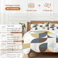 thumbnail image 6 of 3 Piece Brown Teal Beige Geometric Duvet Cover Set Full Size,Microfiber Comforter/Quilt Cover with Corner Ties and 2 Pillowcases,Middle Century Modern Abstract Art Soft Bedding with Zipper Closure, 6 of 8
