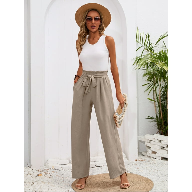 Chiclily High Waisted Yoga Palazzo Pants, Polyester, Wide
