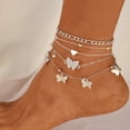 thumbnail image 4 of YYKihy New Holiday Beach Butterfly Multi Layer Anklet Creative Round Bead Peach Heart Chain Anklet Set 4, 4 of 7