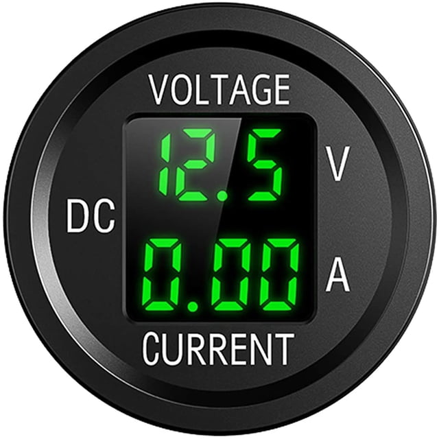 Voltímetro digital LED impermeable para motocicletas de 12 V, voltímetro de corriente CC de 6 V-48 V para automóviles, motocicletas, camiones, barcos y yates (verde)