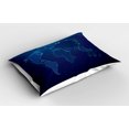thumbnail image 2 of Ambesonne Dark Blue Pillow Sham 2 Pack, World Map Monotone Style, 36"x20", Indigo Cobalt Blue, 2 of 3