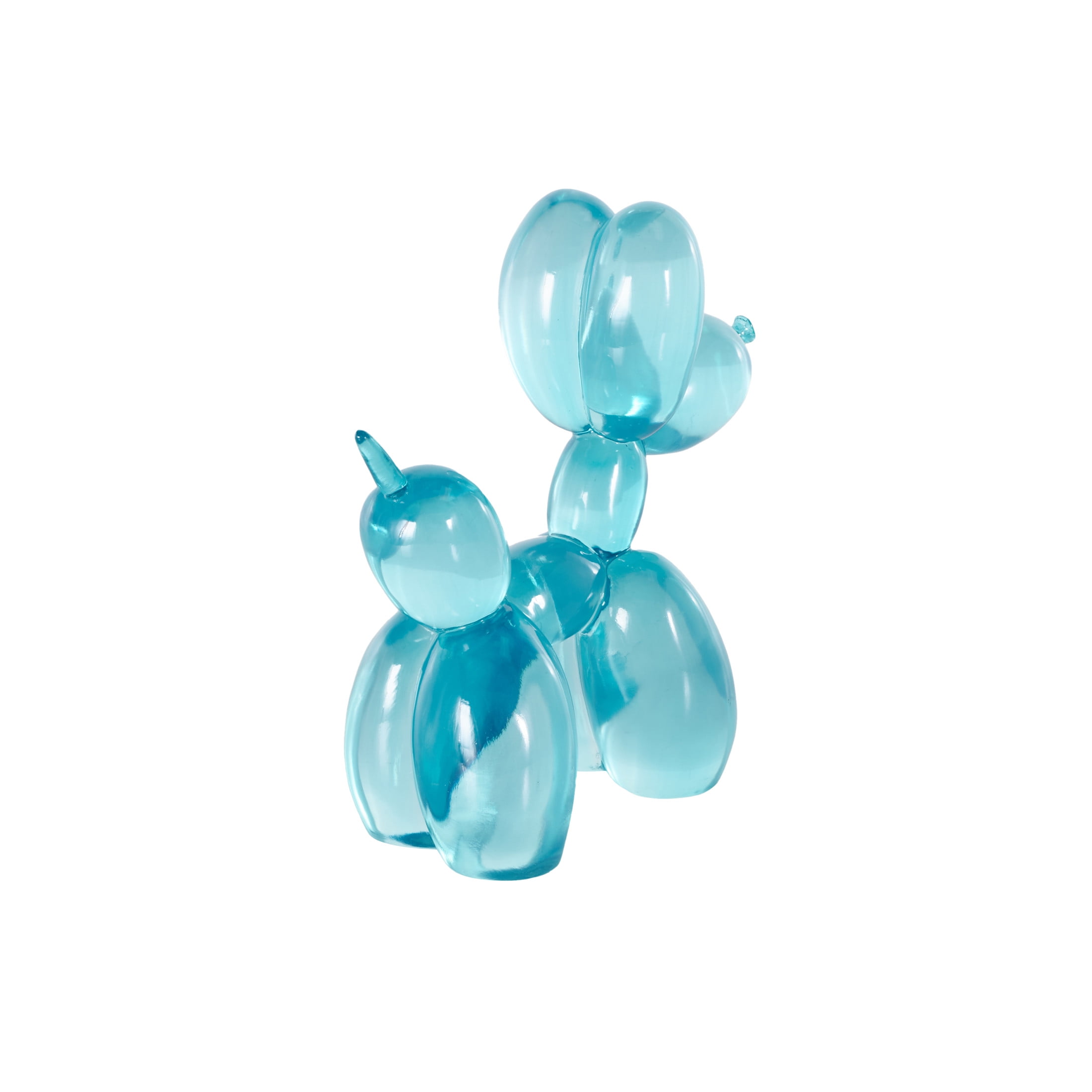 10" x 10" Light Blue Resin Tinted Balloon Dog Sculpture, by DecMode