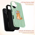 thumbnail image 4 of Cute Fish Eyed Cat Phone Case, Striped Green Background with Whimsical Cat Illustration, Artistic Protective iPhone Cover for iPhone 17 16 15 14 13 12 11 Pro Plus Mini, 4 of 6