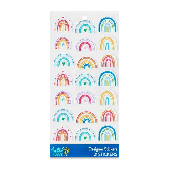 Hello Hobby Foil Rainbow Designer Stickers, 21 Count