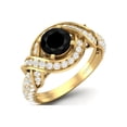 thumbnail image 2 of Estate Ring 6MM Round Black Spinel 925 Sterling Silver Gold Vermeil Women Valentines Day Gifts Ring, 2 of 4