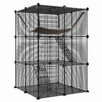 ZENSTYLE 3 Tier Indoor Cat Cage DIY Pet Playpen Metal Wire Kennels with Hammock Cat Crate