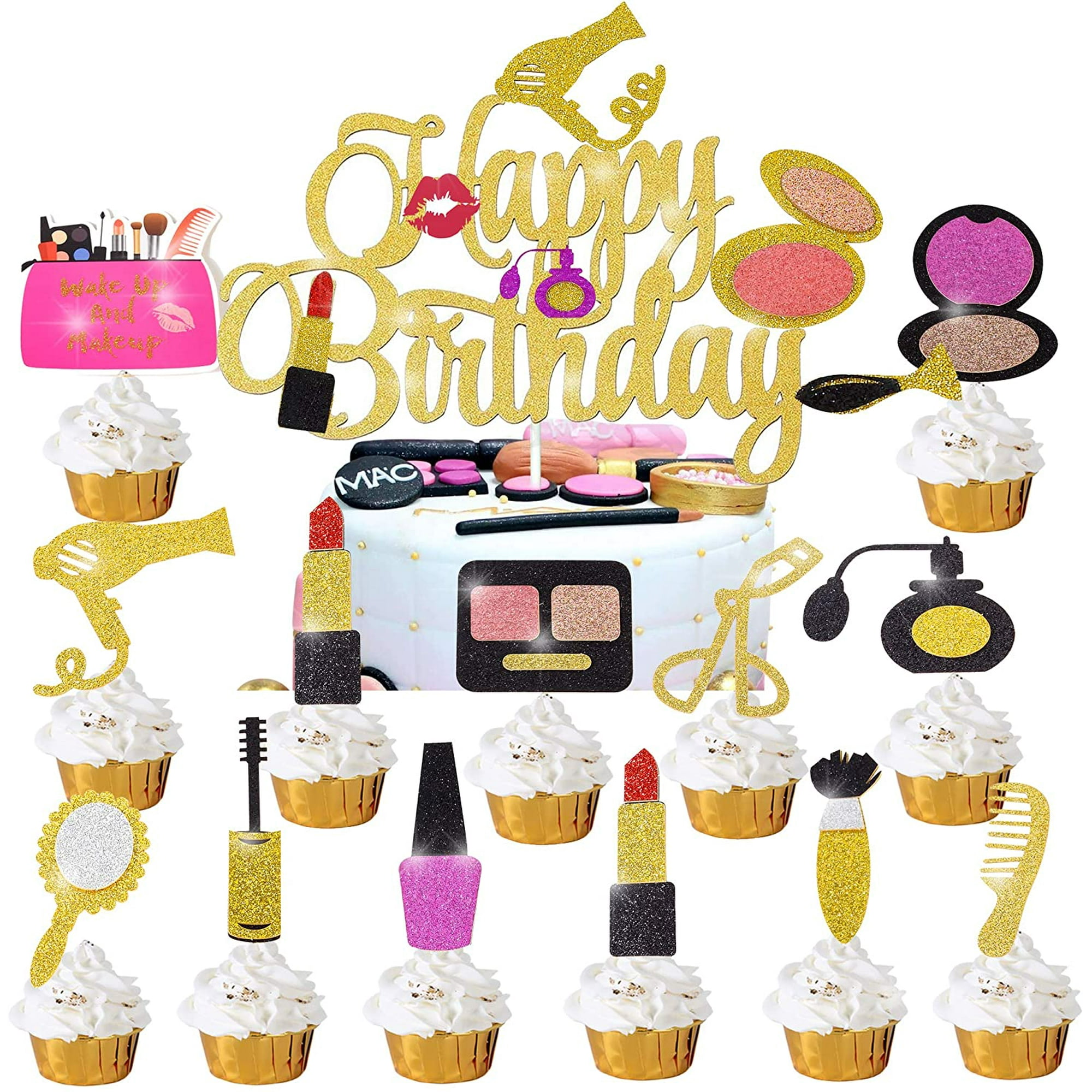 pedal lejesoldat Tidsserier Spa Makeup Cake Cupcake Topper Decorations for Girls Women Happy Birthday  Bridal Shower Spa Themed Party Bachelorette Salon 25Pcs Gold Glitter Cosmetics  Cake Cupcake Toppers Supplies | Walmart Canada
