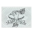 thumbnail image 1 of Old School Cutting Board, Monochrome Retro Themed Sketch with Tattoo Artist's Hand with Machine, Decorative Tempered Glass Cutting and Serving Board, in 3 Sizes, by Ambesonne, 1 of 2