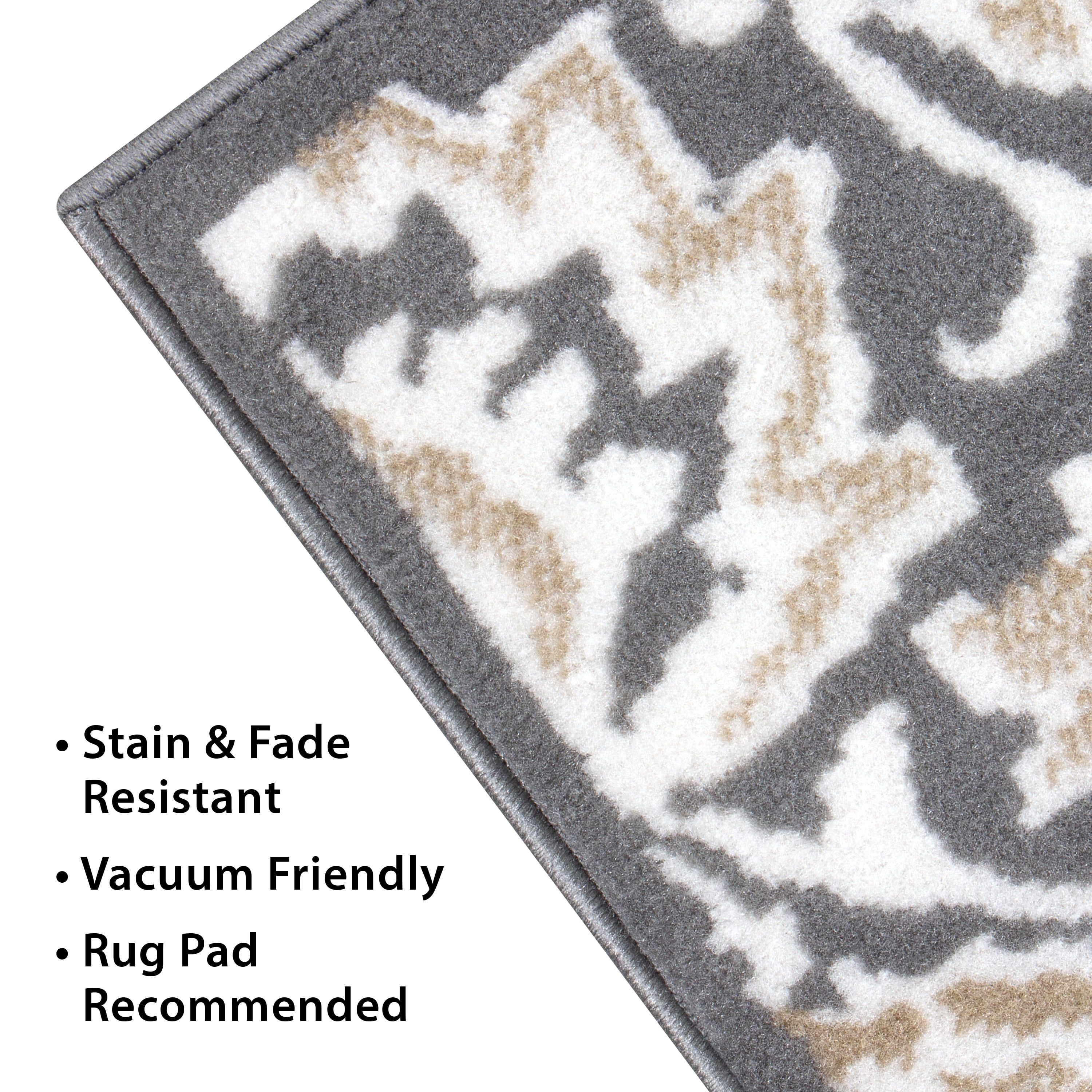 Mainstays Damask Charcoal, Indoor Area Rug, 4'11" x 6'6"