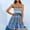 Blue, variant on HKEJIAOI Floral Dress for Women Deals Clearance Birthday Dress Women's Bohemian Style Strapless Elastic Band Dress Dresses Sleeveless Floral Print Dress White