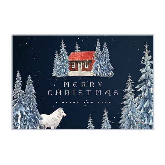 Wovilon Christmas Welcome Doormat, Christmas Tree, House and Snow Dog Pattern Floor Mat, Merry Christmas Mat Outdoor Doormat & Porch Decor, Christmas Eve Door Mat, 16x24inch