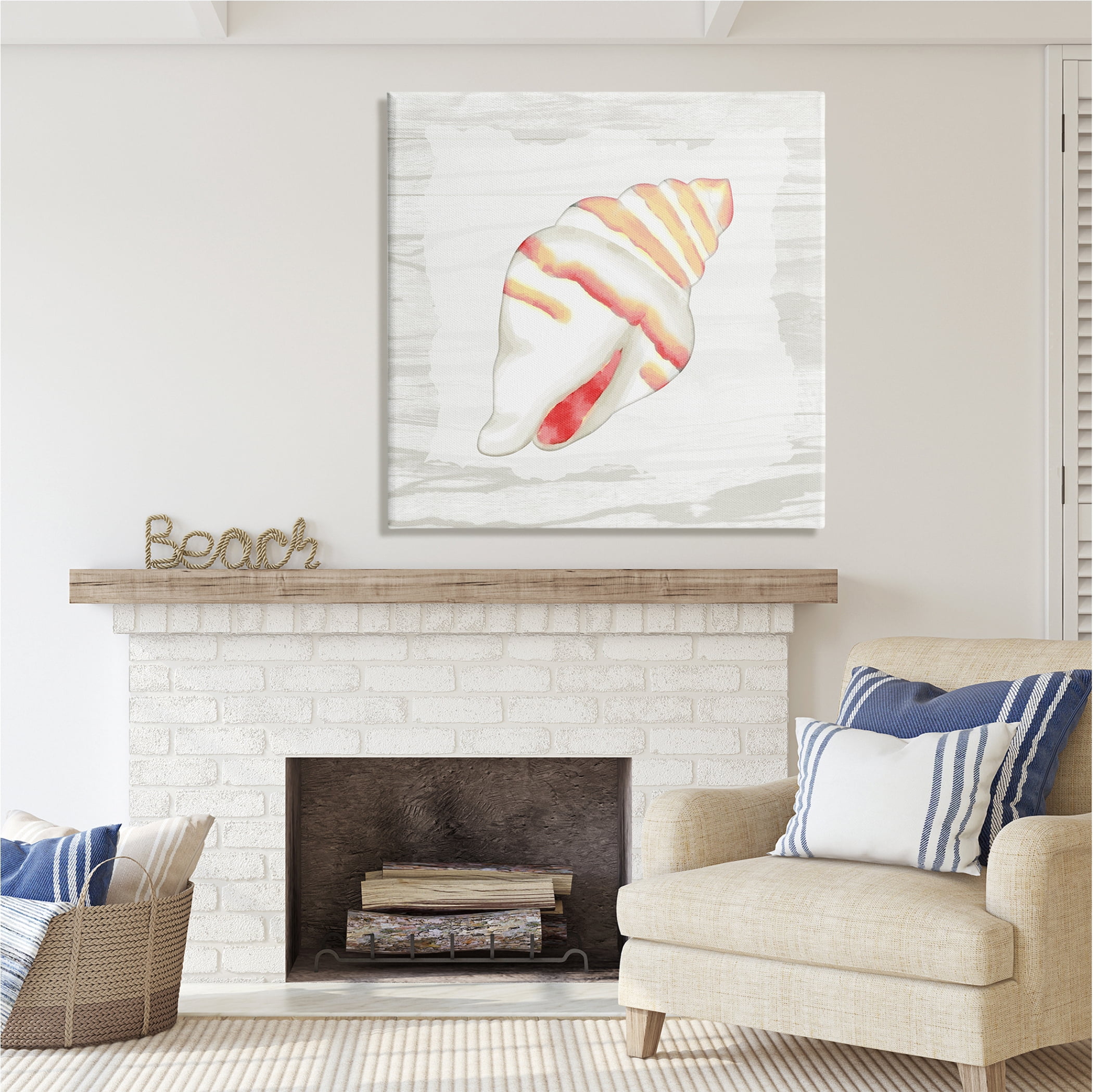 Stupell Industries Conch Shell Patterned Animals & Insects Painting Gallery Wrapped Canvas Print Wall Art, 36 x 36