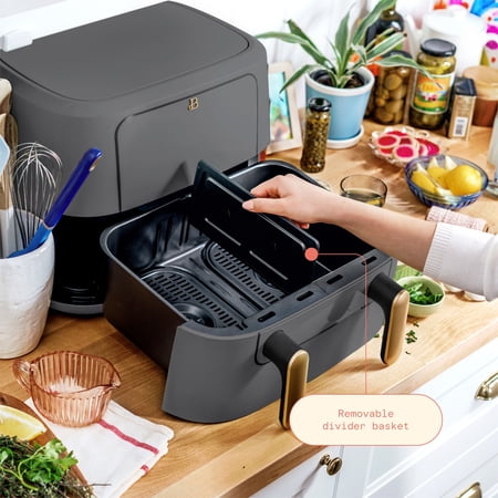 Beautiful 9 QT TriZone Air Fryer, Oyster Grey by Drew Barrymore