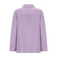thumbnail image 4 of Lenpel Blouses for Women Long Sleeve Half Button Collared Pleated Solid Color Casual Tops Loose Trendy Blouses(Purple,X-Large), 4 of 7