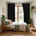 thumbnail image 4 of Hiasan 100% Blackout Curtains with Tiebacks, Room Darkening Privacy Grommet Top Window Curtains for Bedroom & Living Room, Black, 42"W x 63"L, Set of 2, 4 of 10