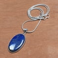 thumbnail image 2 of Handmade Lapis Lazuli Pendant Necklace 18" - Beautiful Gemstone with Brass, Silver Plated/Coated/Overlay, Nickel Free, Elegant Simplicity for Women from Kirti Gems, 2 of 5